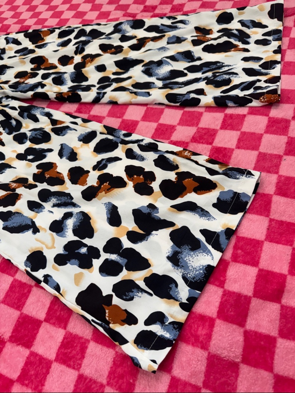 Wide Leg Leopard Print Pants - White/Black/Brown - Picture 3 of 3